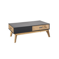 Manhattan Comfort CS96509 Rustic Mid-Century Modern 2-Drawer Jackie 2.0 Coffee Table  in Dark Grey and Natural Wood